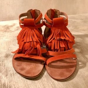 Diba Orange Fringe Sandals